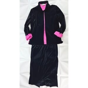 Ronni Nicole by Ouida Womens Sz L 12 P Black Velvet Reversible Jacket Skirt Set